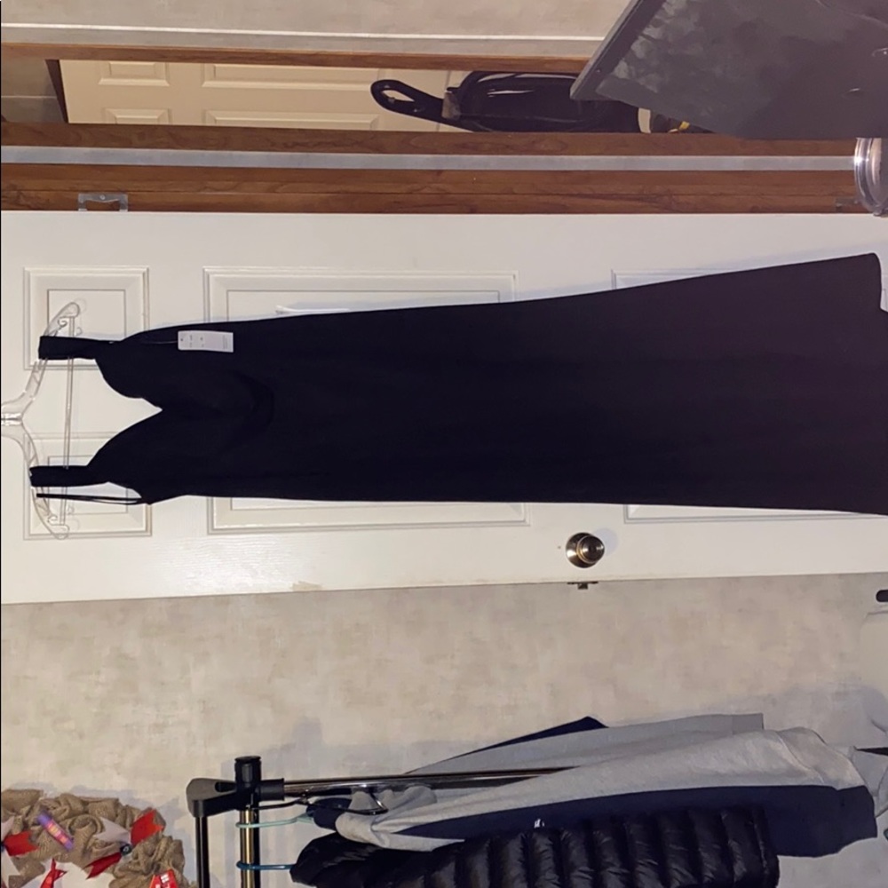Off the shoulder black bridesmaid dress